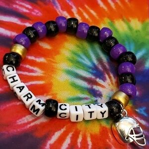 Handmade Charm City Baltimore Ravens Charm Bracelet